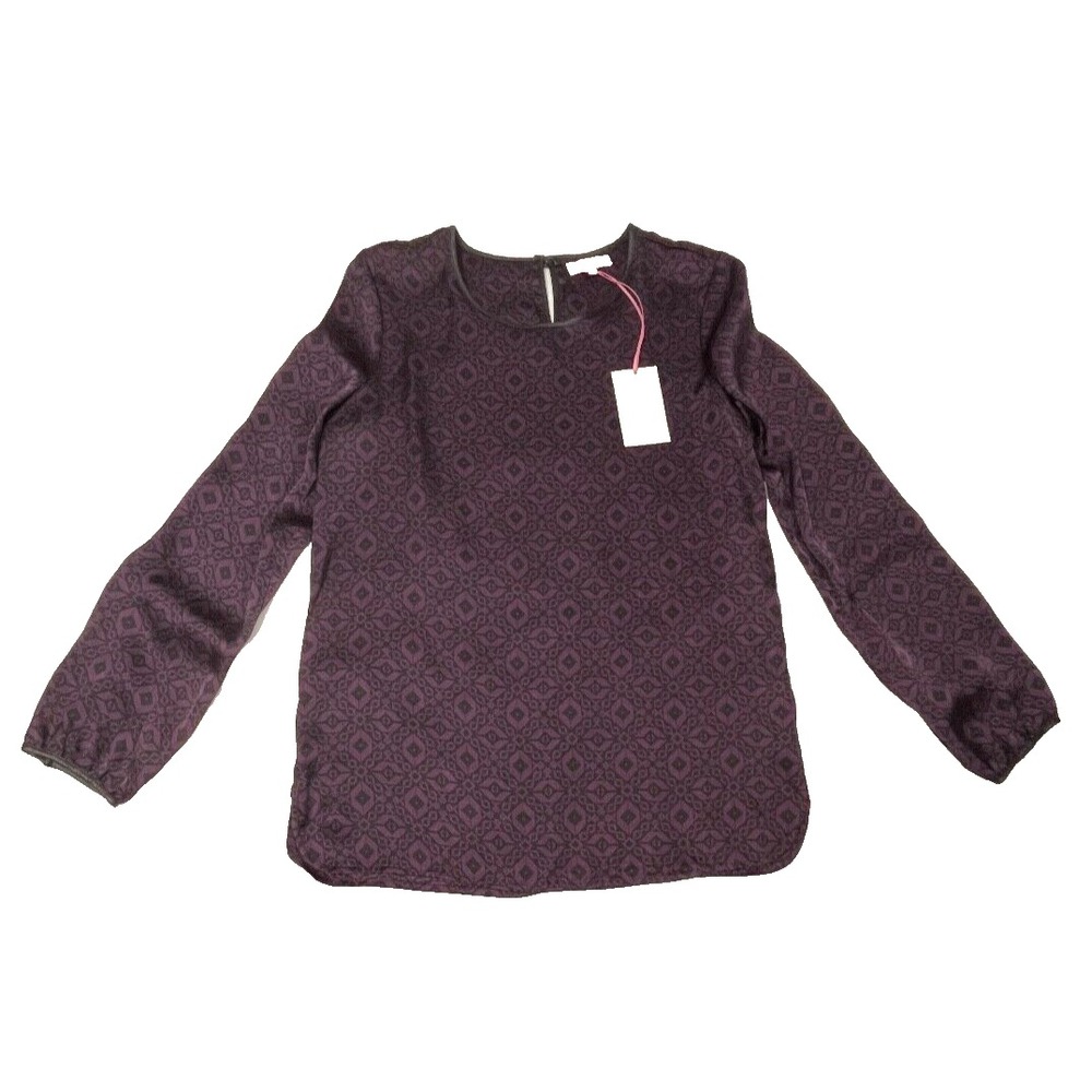 Isaac Mizrahi Top Women's Medium Purple Geometric Long Sleeve Career Workwear